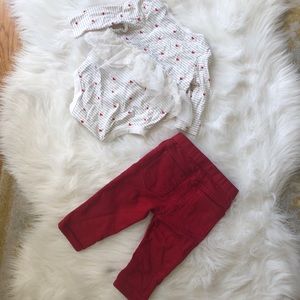 Baby girl heart ruffle top & jeans
